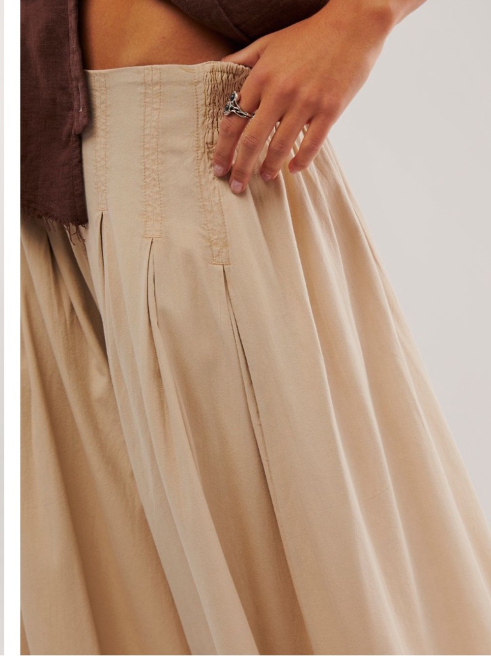 Free People Wide Leg Pants in Beige and Brown - Picture 3 of 3